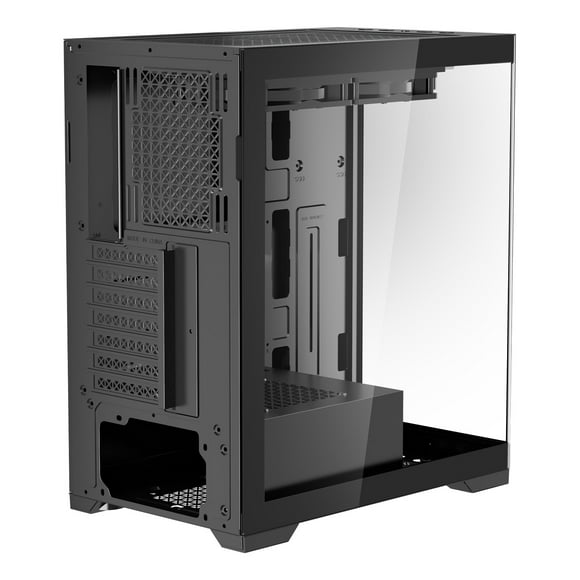 KFFKFF PC Gaming Case, Mid-Tower, Computer Case with High-Airflow Tempered Glass Panel, Dust Filter, 2 x 120 mm Fans, Cable Management