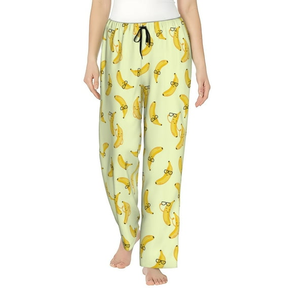 Fotbe Bananas Pattern Women's Pajama Pants,Sleepwear Pants,Pj Bottoms Drawstring And Pockets-X-Large