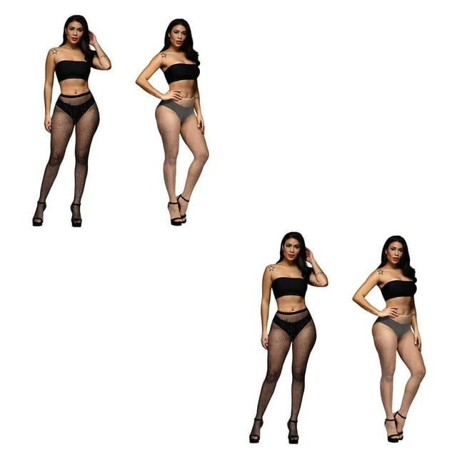 mmirethe 2 Pcs Collants Aguichant Fabrication Soignée Chaussettes Résille Bas Résilience Chaussettes Dames Dentelle Noir Design Pliable 2ensemble