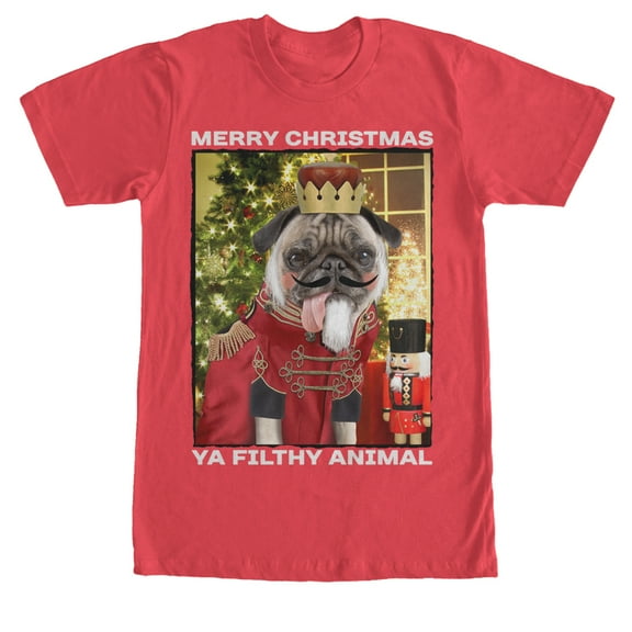 Men's Lost Gods Christmas Nutcracker Pug Graphic Tee Red Medium