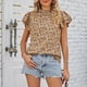 thumbnail image 3 of Blusa con estampado floral para mujer, blusa de manga corta para mujer, blusa de manga corta para mujer, blusa de gasa para mujer, diseño aerodinámico, 3 of 8
