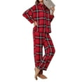 thumbnail image 4 of xiaxaixu Ensemble de Pyjama pour Femmes, Col Rabattu, Manches Longues, Chemises et Pantalons, 2 Pcs, 4 of 6