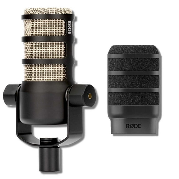 Rode PodMic Cardioid Dynamic Broadcast Microphone with WS14 Black Pop Filter