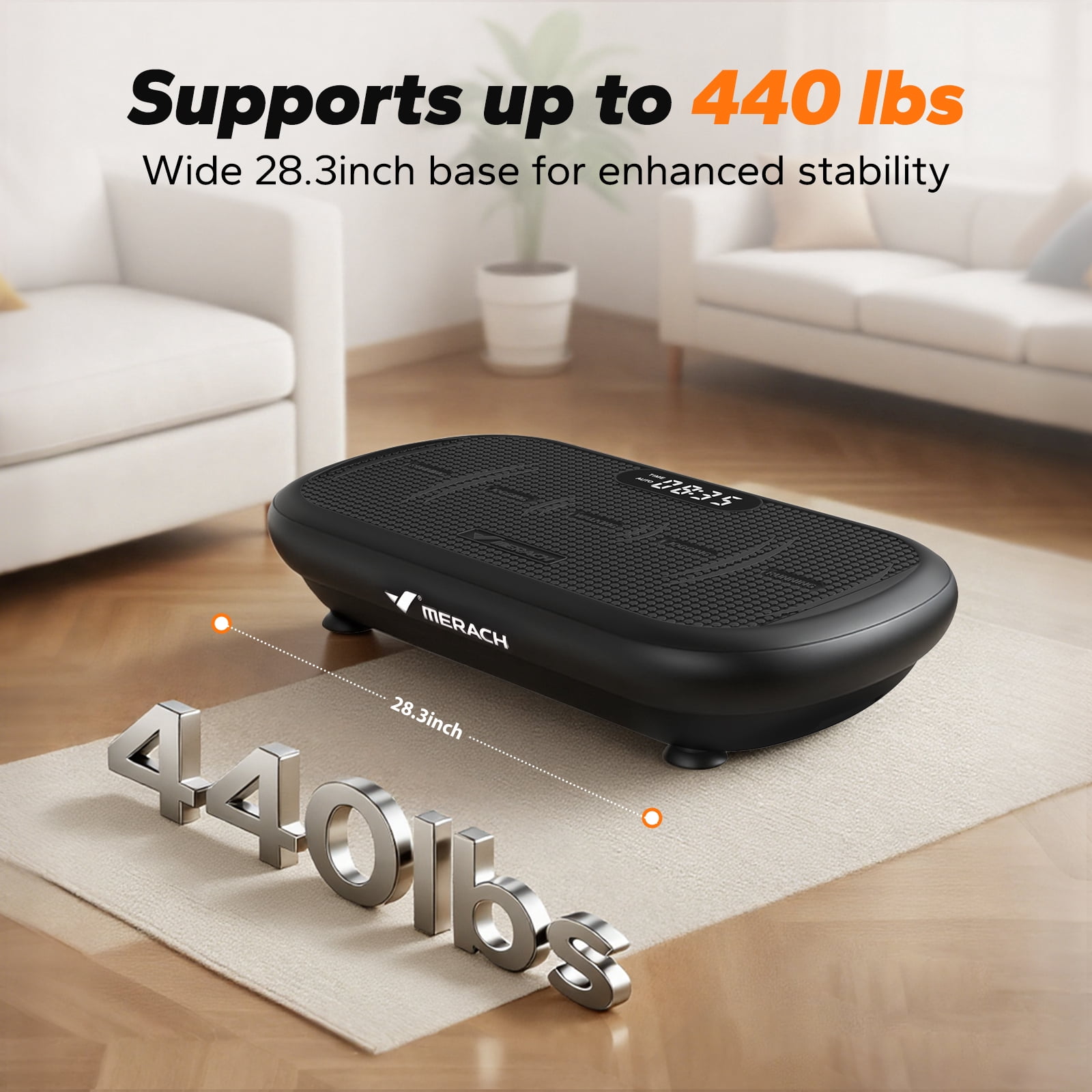 MERACH Vibrating Board - 440 lbs Support, Enhanced Motor, Bluetooth Sync, Full Body Fatburning, Home Gym Equipment