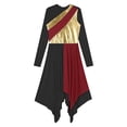 thumbnail image 5 of Haitryli Women Metallic Lyrical Dance Dress Liturgical Praise Tunic and Overlay Burgundy&Black M, 5 of 7