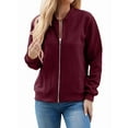 thumbnail image 2 of Women'S Zip Up Cardigan Sweater Hoodies Long Sleeve Jacket Outfits Crewneck Casual Coat Wine Red XL, 2 of 9