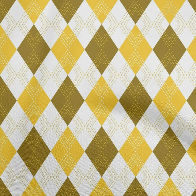 oneOone Rayon Yellow Fabric Check Argyle Sewing Craft Projects Fabric Prints By Yard 56 Inch Wide