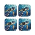 thumbnail image 2 of Disketp Watercolor Turtle Funny Coasters,4 Pcs Leather Coasters With Holder, Perfect Housewarming Hostess Gifts,Protect Furniture From Water Marks Scratch And Damage, 2 of 9