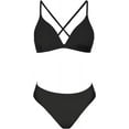 thumbnail image 4 of Bikini Set for Women Two Piece Swimsuits V Neck Low Rise Crisscross Back Self Tie Spaghetti Straps, 4 of 5