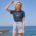 thumbnail image 6 of Women Los Angeles Graphic T Shirts Letter Print Short Sleeve Loose Tops Dark Blue XXL, 6 of 8