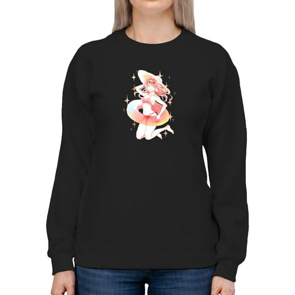 Anime Girl Enjoying Summer Sweatshirt Women -Image by Shutterstock, Female x-Large
