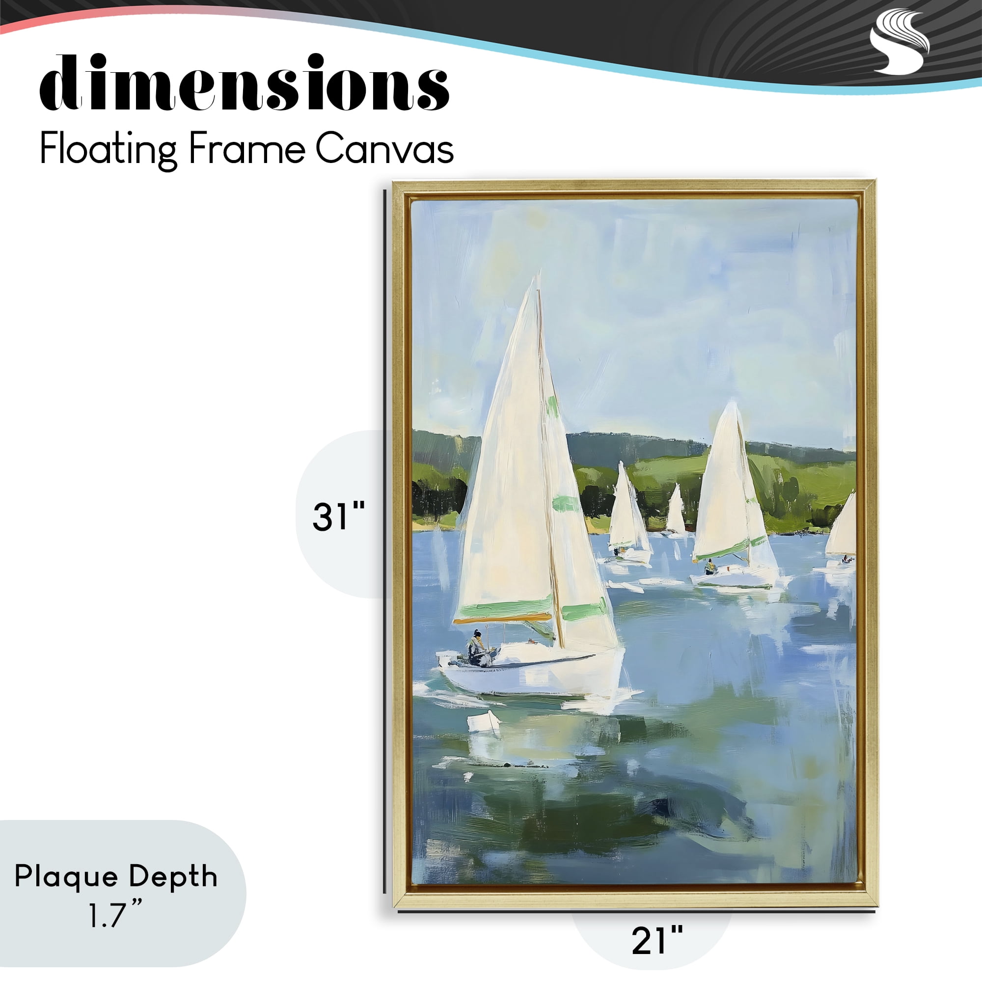 Stupell Industries Boat Race Regatta Gold Framed Floater Canvas Wall Art, design by Petal Prints Design