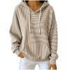 thumbnail image 6 of Edvintorg Lightweight Hoodies for Women Plus Size Fashion Striped Long Sleeve Loose Casual Sweatshirts with Pockets Womens Sweatshirt Brown M, 6 of 6