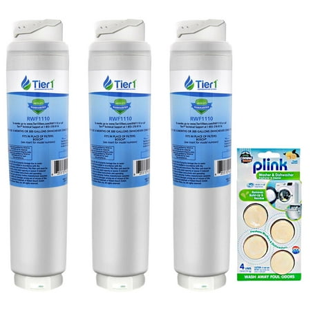 

Tier1 Replacement for Bosch 644845 / UltraClarity REPLFLTR10 Refrigerator Water Filter (3 Pack) and Washer / Dishwasher Cleaner