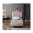 thumbnail image 5 of Velvet Platform Bed with Gold Legs & Tufted Headboard - Modern Bedroom Furniture, 5 of 6