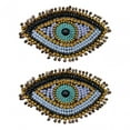thumbnail image 2 of 2 Pieces Embroidery Applique Patches Sewing Embellishment Stylish Eye Shape DIY Clothes for Hat Jacket Clothes Backpack Decor, 2 of 8