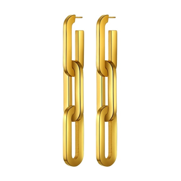 ChainsHouse 14K Gold Plated Symmetrical Drop Chain Earrings for Women Dangle Earring Jewelry Gift
