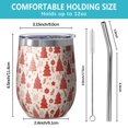 thumbnail image 5 of 12oz Stemless Wine Tumblers Red Christmas Tree Pattern Vacuum Insulated Stainless Steel Travel Tumbler Cups Mug with Lid and Straw for Champaign,Cocktail,Beer with Cleaning Brush, 5 of 5