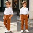 thumbnail image 4 of Edvintorg Boys' Pants Solid Color High Waisted Corduroy Trouser Fall Winter Stretch Casual Pant with Pocket Teen Clothes Size 5-16, 4 of 9