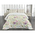 thumbnail image 3 of Ambesonne Watercolor Quilted Bedspread Set 3 Pcs, Gentle Spring Floral, Queen Size, Multicolor, 3 of 5