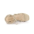 thumbnail image 4 of BLISSFUL STEP Women's Lace Up Platform Heel Espadrilles Wedge Sandals Beige 10, 4 of 7