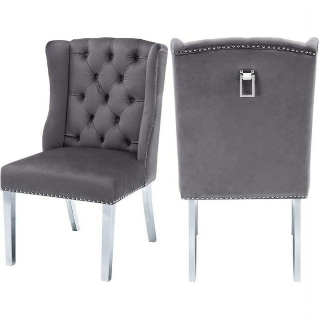 Meridian Furniture Suri Dining Chair, Gray Velvet (Set of 2)