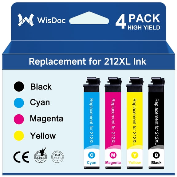 212xl Ink Cartridge for Epson Workforce WF-2850 WF-2830 Expression Home XP-4100 XP-4105 Printer ( Black Cyan Magenta Yellow, 4-Pack)
