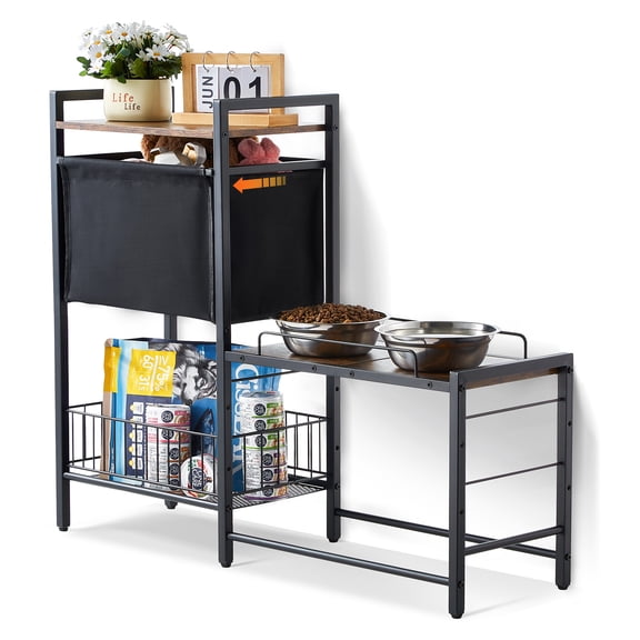 VEVOR Pet Feeding Station with Storage, Elevated Dog Bowls, Raised Dog Bowl Stand, Dog Food Storage and Feeder Station with Storage Shelves, Pet Toy Storage Organizer, for Large Medium Small Dogs