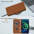 thumbnail image 4 of Wallet Case Compatible for iPhone 15 Plus, PU Leather Magnetic Closure Protective Flip Folio Case with 3 Card Holder and Wrist Strap Cover Women Men,Brown,For iPhone 15 Plus, 4 of 7