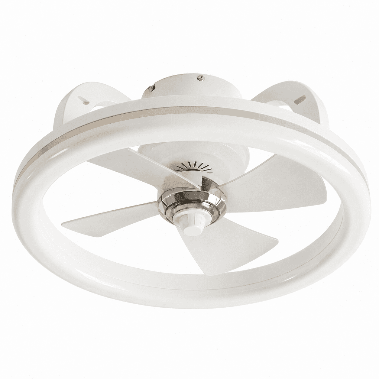 Mainstays 18-Inch White Low-Profile DC Ceiling Fan with Integrated LED Light, Remote Control, 6 Speeds