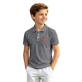 thumbnail image 2 of Usa 250 Shirt Boys Knit Waffle Polo Breathable Blend Soft Soft Everyday Top Kids 4Th of July Shirt Grey 3-4 Years, 2 of 5