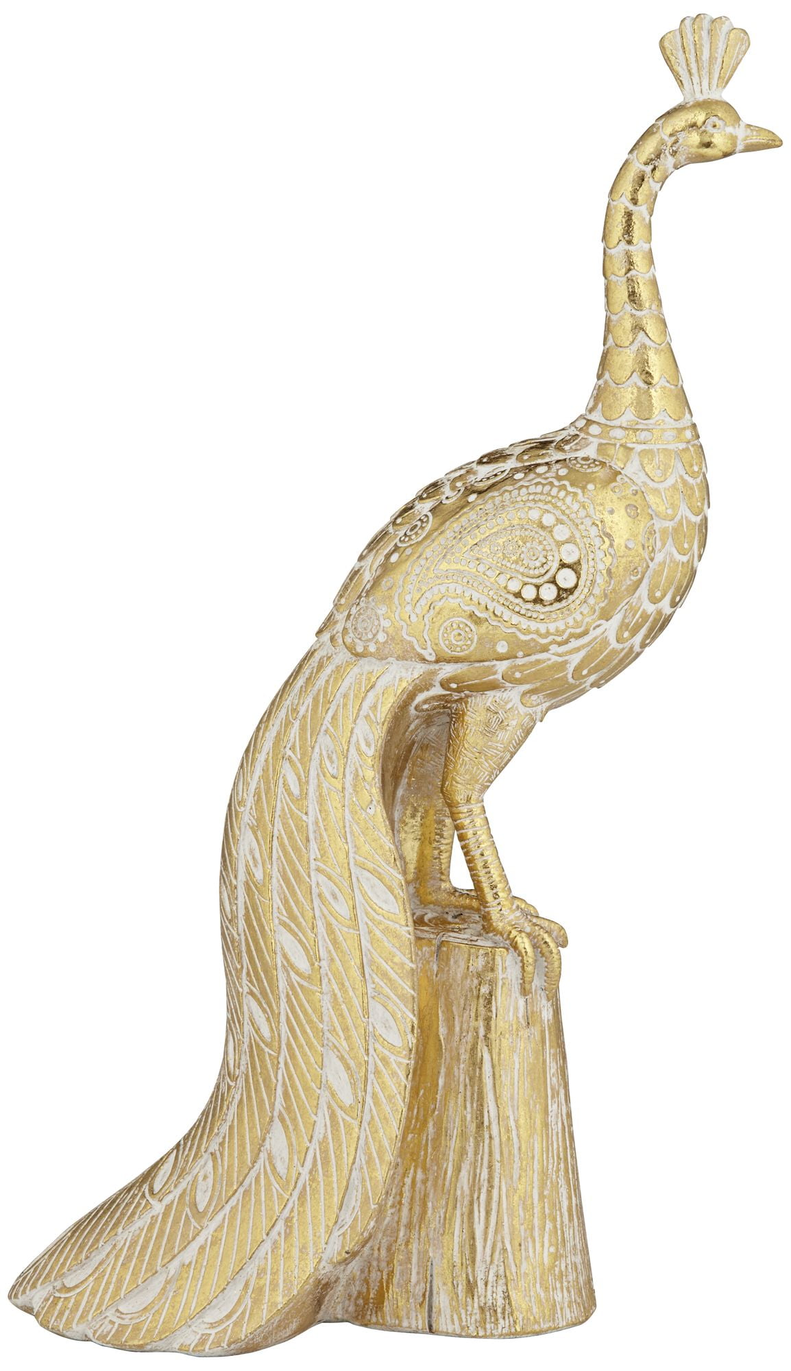 Dahlia Studios Paisley Wing Peacock 13 1/2' High Shiny Gold Statue