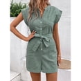 thumbnail image 4 of Summer commuter jumpsuit, pinstripe short-sleeved jumpsuit shorts, 4 of 5