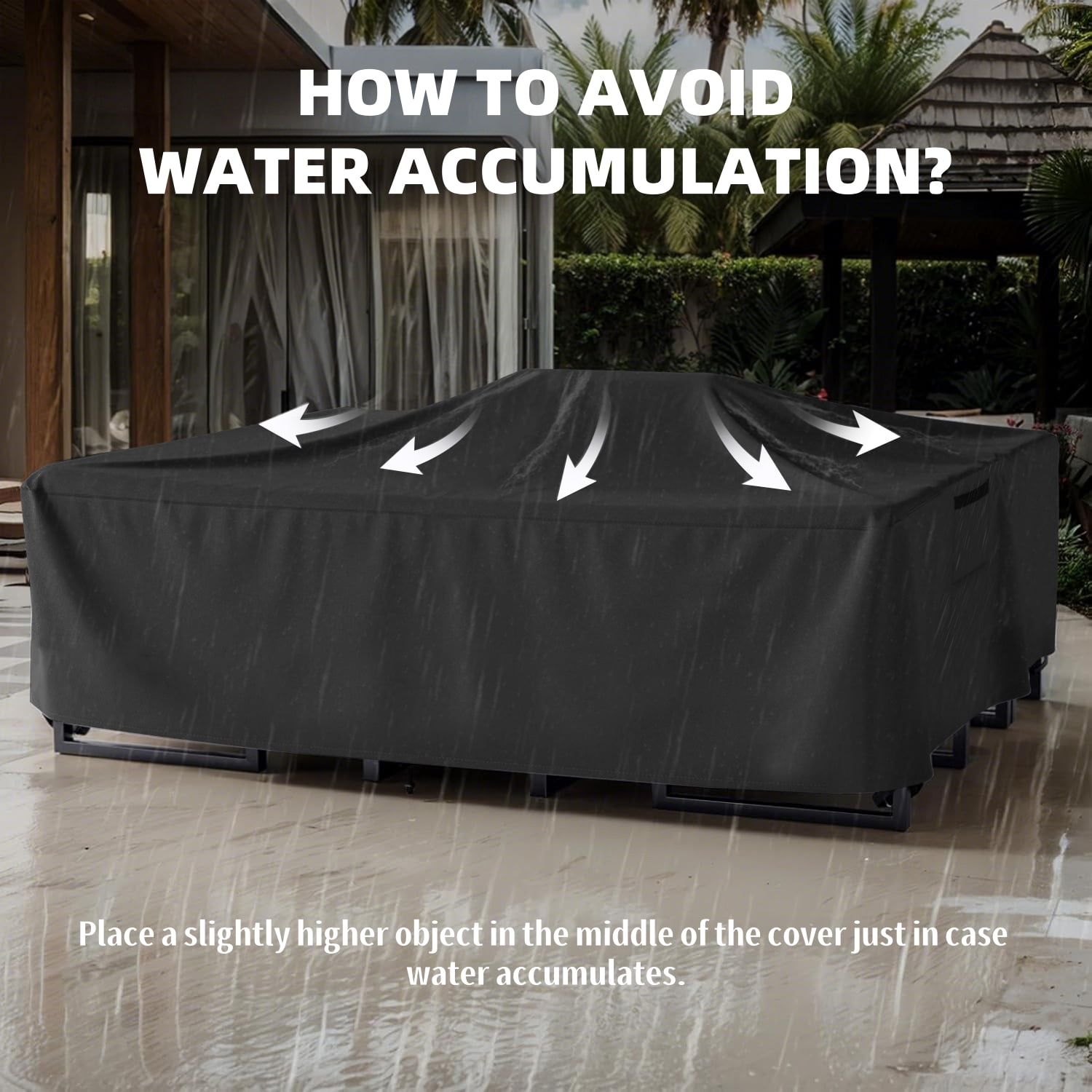 2-in-1 Patio Furniture Cover - Multi-Use Waterproof Outdoor Table & Sofa Protector, Heavy Duty UV Resistant Patio Table Cover,110" L x 84" W x 28"H,Black