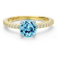 thumbnail image 3 of Gem Stone King 14K Two Tone Gold Swiss Blue Topaz and Lab Grown Diamond Engagement Ring for Women | 1.81 Cttw | Round 7MM | Gemstone November Birthstone | Size 9, 3 of 6
