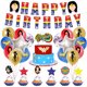 thumbnail image 3 of Decoración para fiesta de cumpleaños infantil con globos y temática de superhéroes, pancarta de Mujer Maravilla, juego de tarjetas para pastel, globos para baby shower, suministros para eventos y fies, 3 of 5