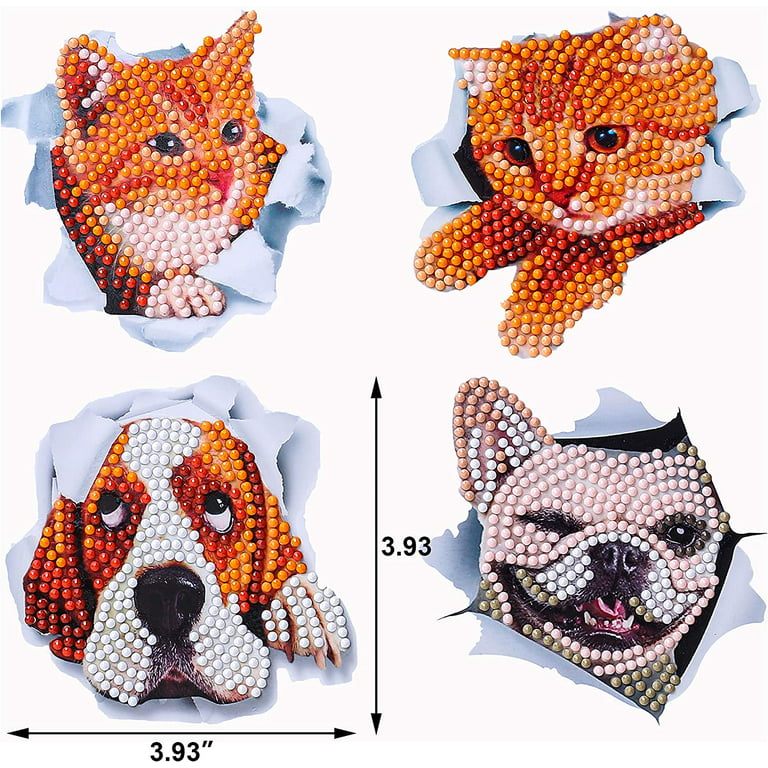  Mosaic & Diamond Painting, 8PCS Animal Sticker by Number Crafts Kit  Paint by Sticker Books for Kids Ages 3-5 4-8, Includes Rabbit Fish Cat etc.  Kids Road Trip Travel Essentials Preschool