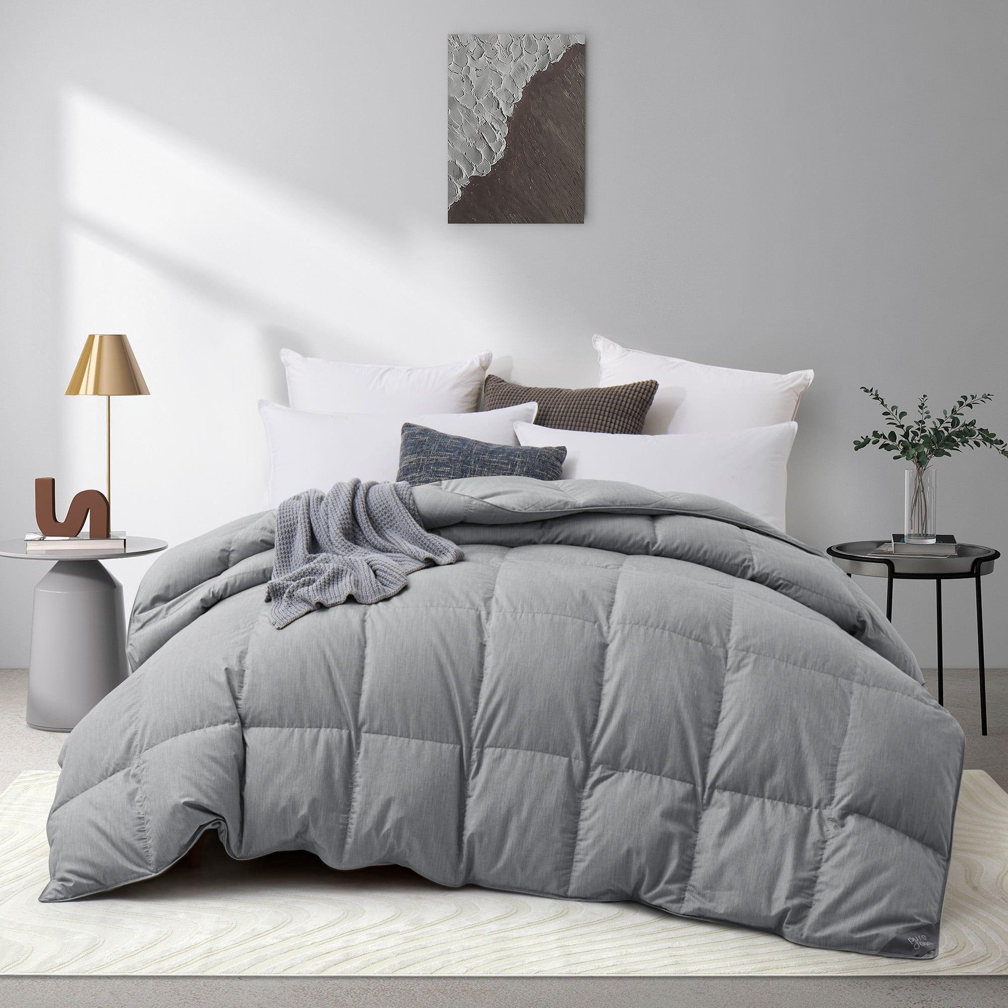 Puredown Graphene 75 Down Heavyweight Comforter 600FP for Winter, Grey