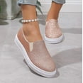 thumbnail image 3 of Shoes Gold Glitter Slip-On Platform Sneakers - Breathable Casual Shoes for Women, 3 of 7