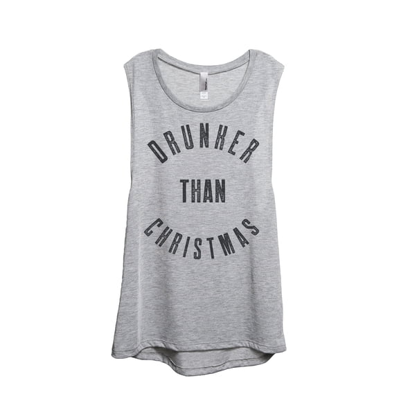 Thread Tank Drunker Than Christmas Women's Sleeveless Muscle Tank Top Sport Grey Small
