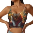 thumbnail image 1 of Balery Sunshine Flower Meditating Cat Sujetadores deportivos con espalda cruzada para mujer, acolchados, sin costuras, de alto impacto, ideales para yoga, gimnasio, entrenamiento y fitness.-X-Large, 1 of 8