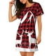 thumbnail image 2 of Easygdp Christmas Buffalo Plaid Camisón de manga corta para mujer, informal, estampado, 2 of 6