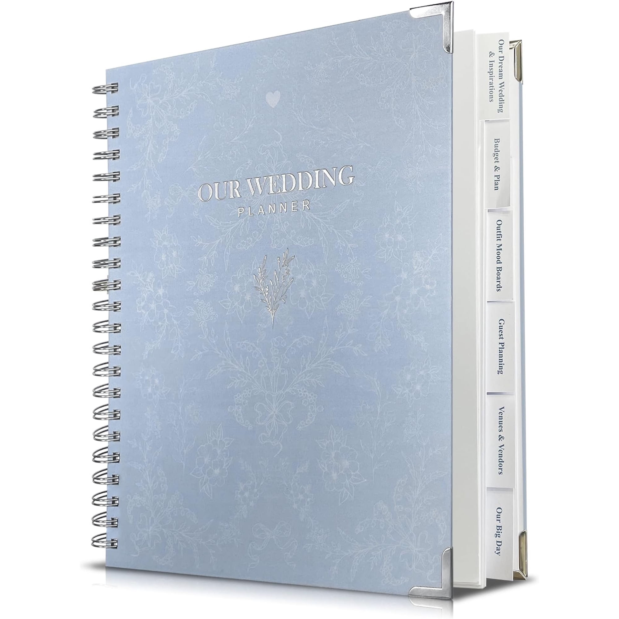 Wedding Planner Book and Organizer | Bridal Wedding Planner Book with Countdown Calendar & Checklists | A Thoughtful Engagement Gifts for Couples, Blue Floral
