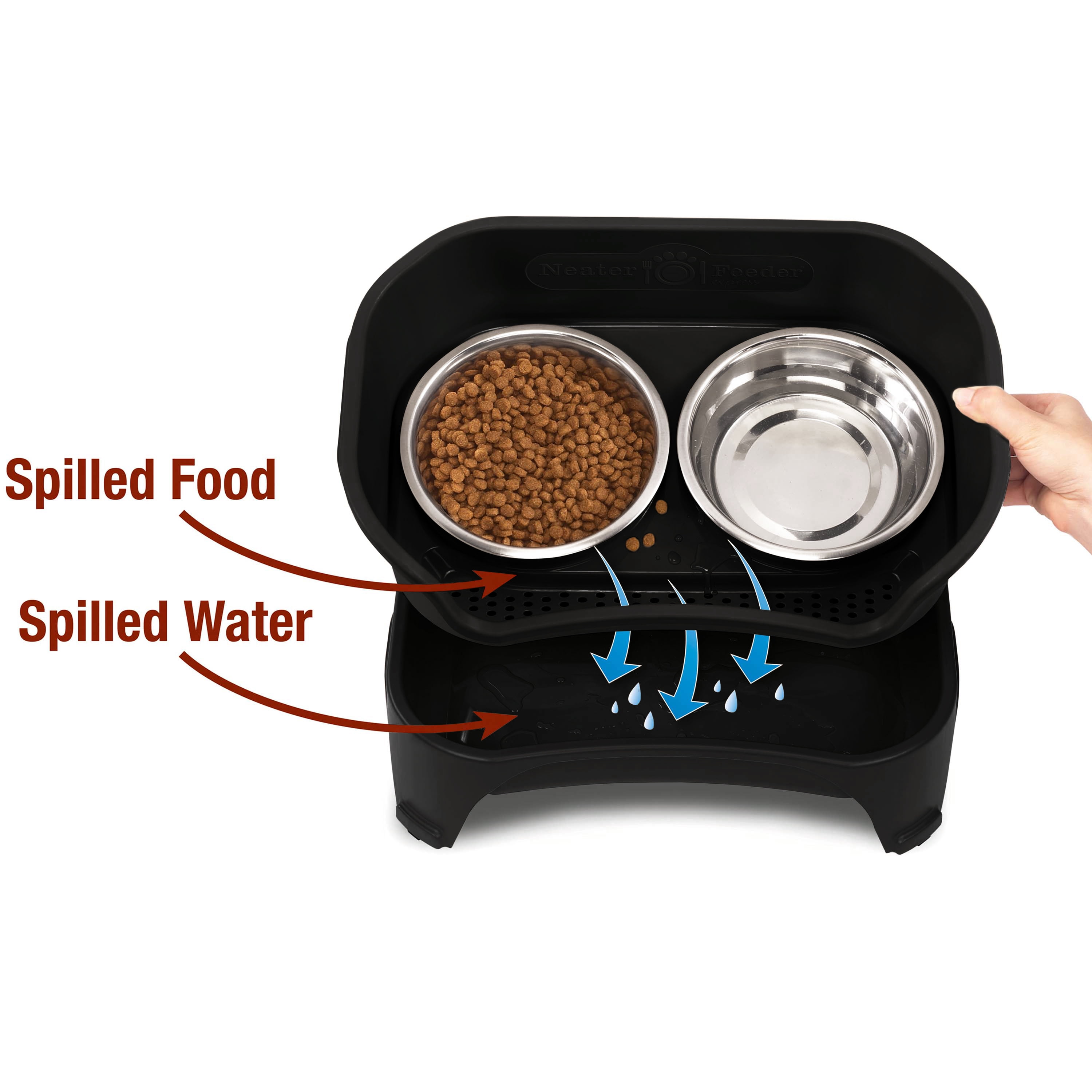 Neater Pets Neater Feeder Express Mess-Proof Elevated Food & Water Bowls for Cats, Black