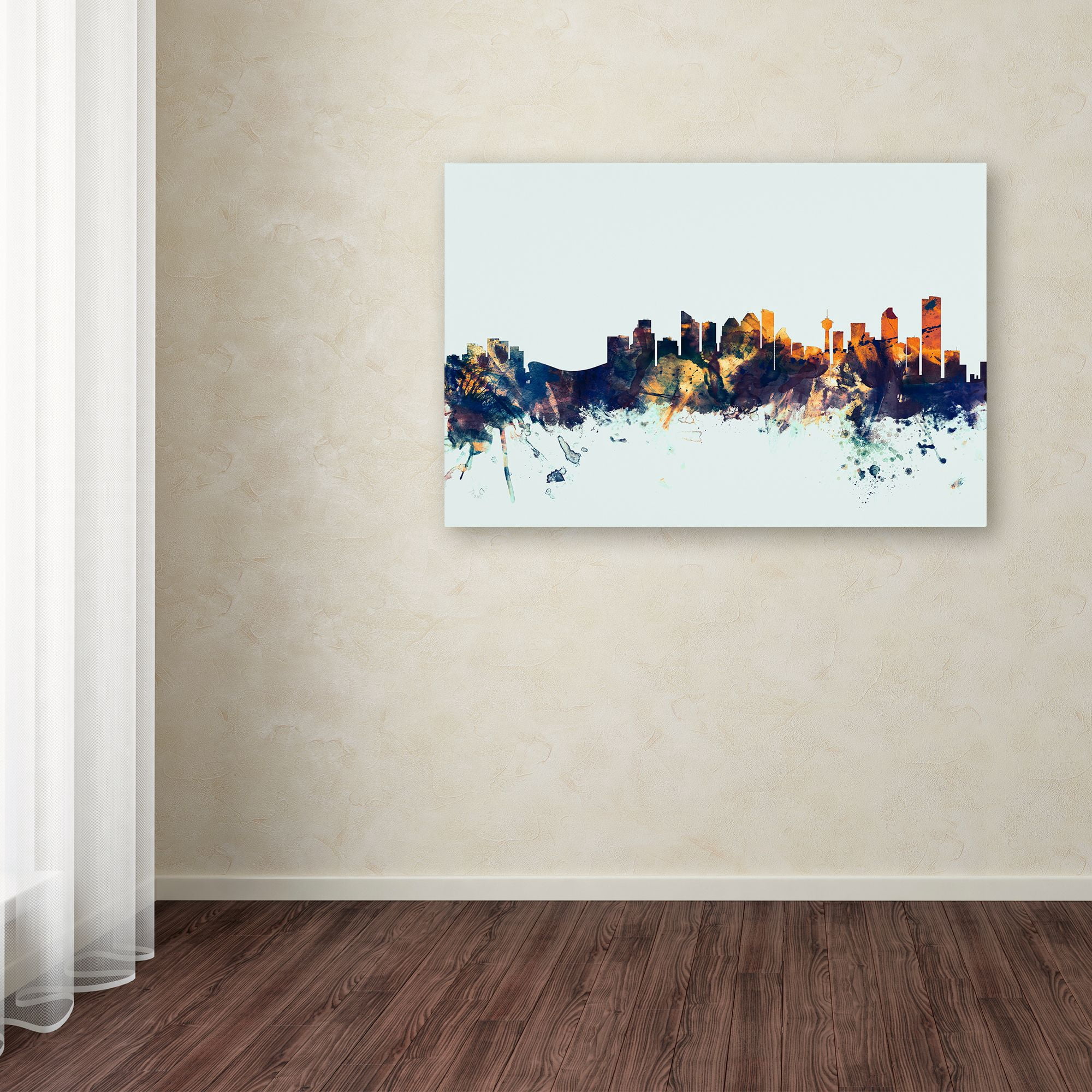 Trademark Fine Art "Calgary Canada Skyline Blue" Canvas Art by Michael Tompsett