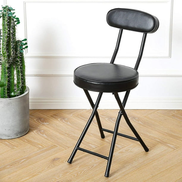 FITUEYES Folding Stool with Back, Black - Walmart.com - Walmart.com