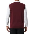 thumbnail image 3 of INSPIRE CHIC Men's Vests Argyle Knit Slim Fit Sleeveless Contrast Color Pullover Vest M Burgundy Navy, 3 of 7