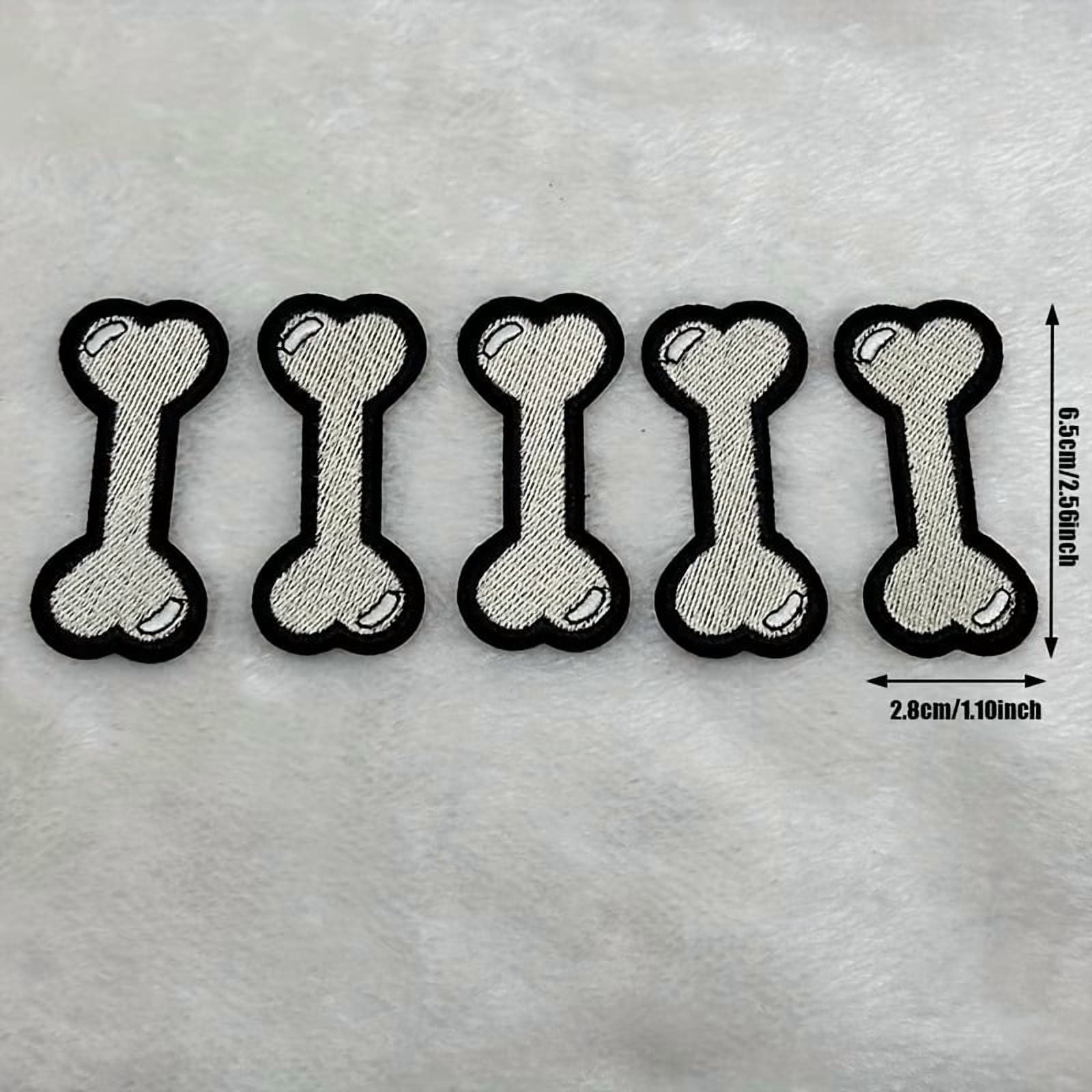 5pcs Cartoon Dog Bone Patches - Iron-On Thermo Adhesive Appliques for Clothing Repair and Decoration