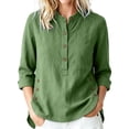thumbnail image 2 of VBVC Women's 3/4 Sleeve Henley Blouses , Ladies' Mandarin Collar Half Button Shirts , Casual Loose Fit Tunic Tops For Women, S-2XL, 2 of 9
