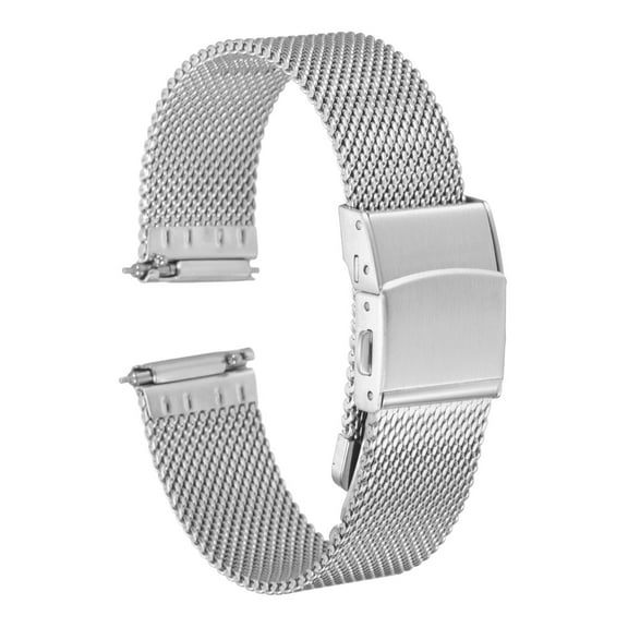 Uxcell Stainless Steel Mesh Watch Band 16mm Quick Release Metal Replacement Strap Adjustable for Men Women, Silver Tone
